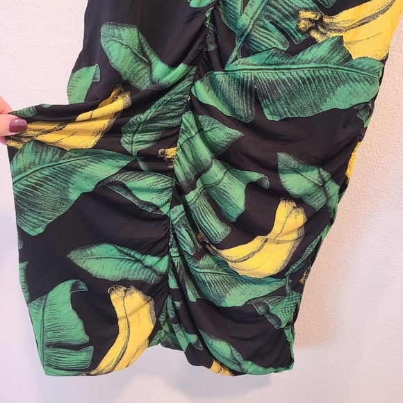 Ganni Banana Print Ruched Mini Dress - Picture 6 of 10